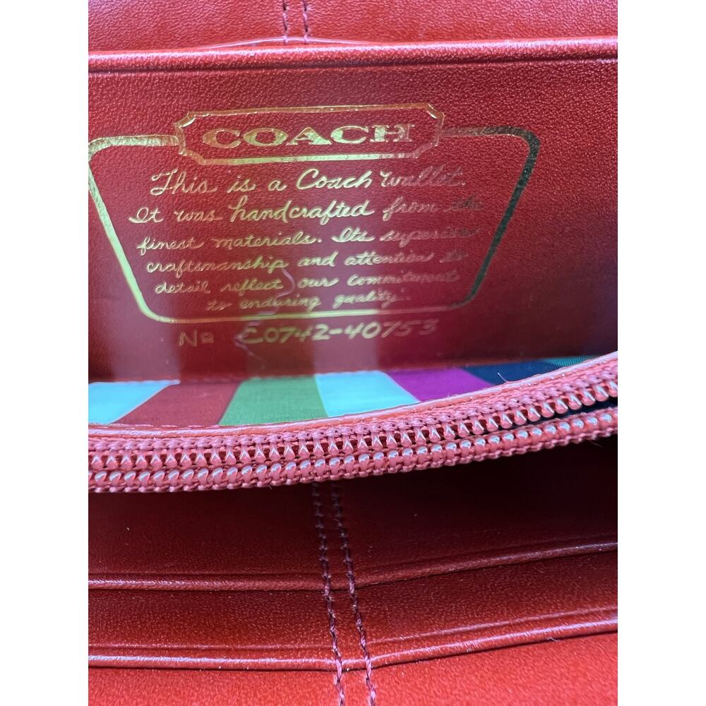 Vintage COACH Heritage Signature Stripe Wallet Red Multi-Color Legacy Lining - Picture 13 of 13